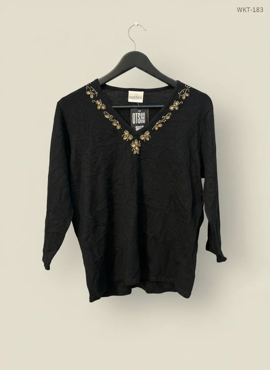 Winter Knitted Tops | eastex | Preloved Branded | Black lambswool | Premium | OTS Thrift Store Peshawar Pakistan