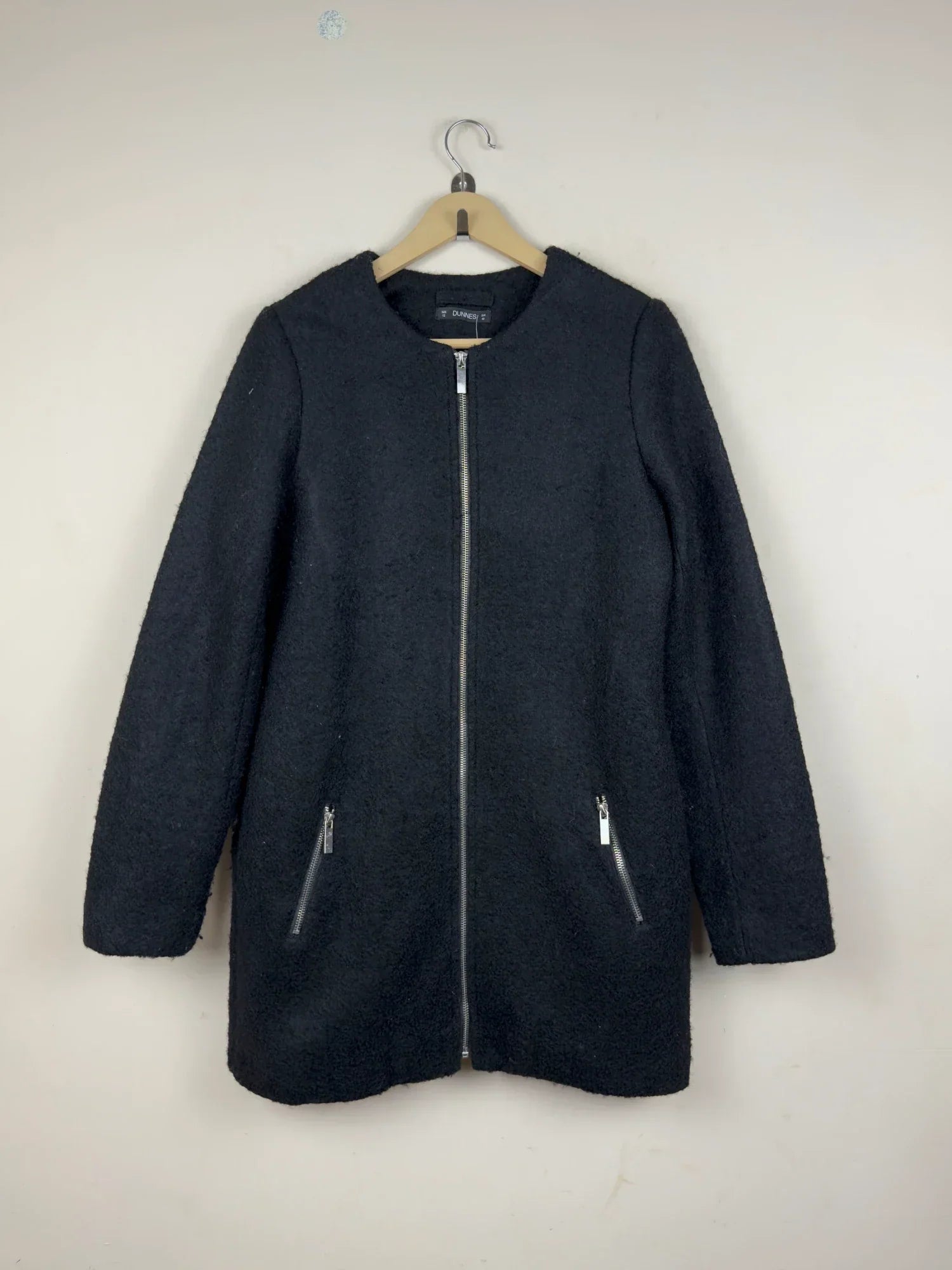 Premium Condition Women's Winter Long Coat | Preloved Dunners | Black Wool + Polyester | Thrift Shop for Women Peshawar Pakistan | OTS