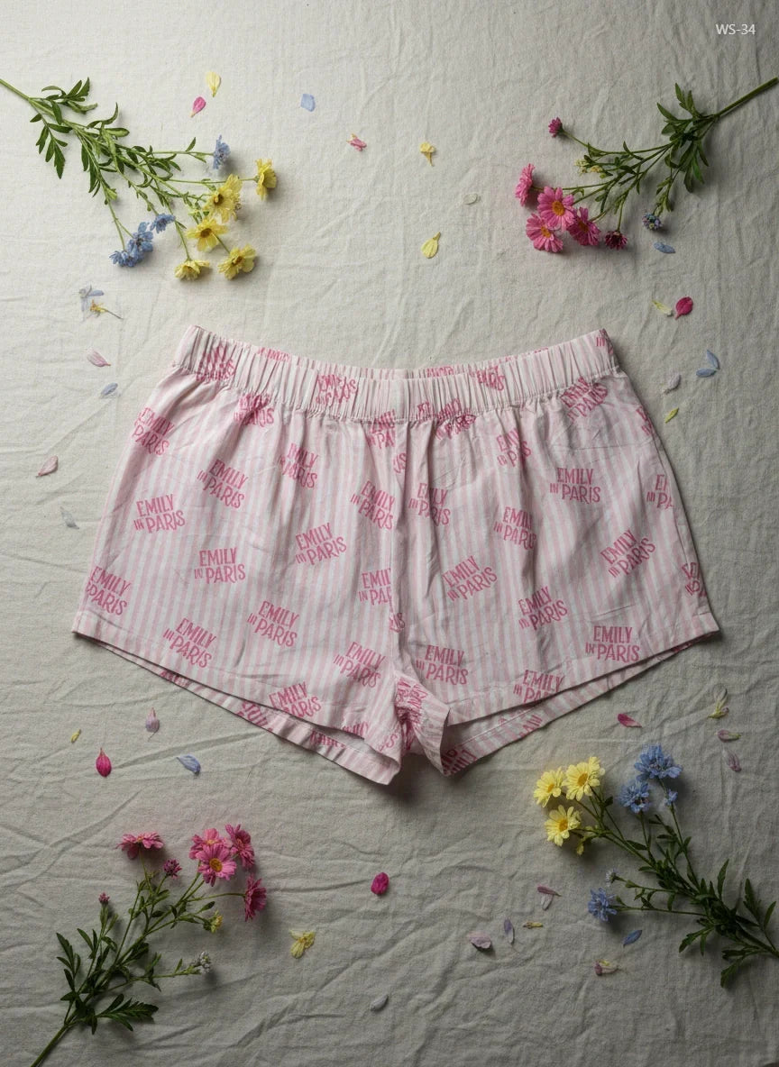 Shop Premium Womens Shorts by Emily in Paris | Preloved Branded Clothes | Pink Cotton | Women | OTS Thrift Store Lahore Pakistan