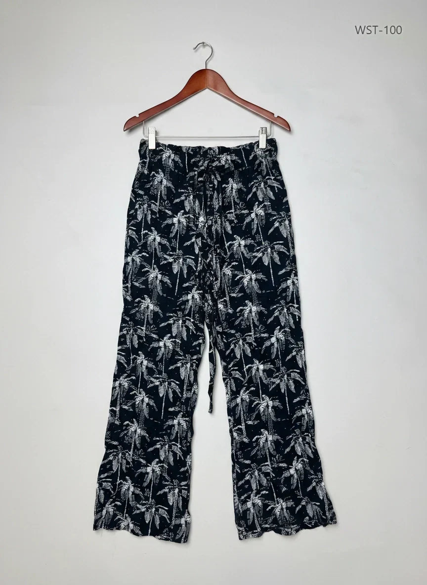 Womens Summer Trousers | Papaya | Preloved Branded | Black & White Viscose | Premium | OTS Thrift Store Peshawar Pakistan