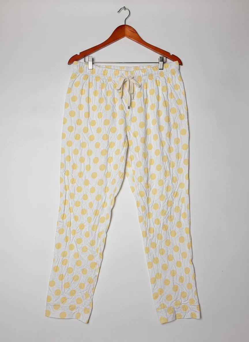 UK Imported secondhand Womens Summer Trousers - Primark brand, WHITE YELLOW Polyester, Premium condition, for Womens - Online Thrift Store Karachi Pakistan