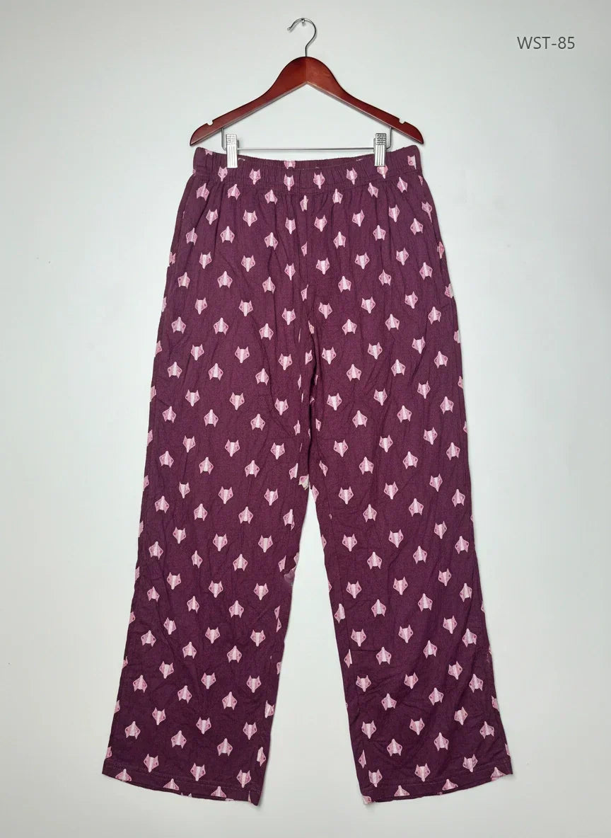 UK Imported secondhand Womens Summer Trousers - F&F brand, Maroon Cotton, Excellent condition, for Womens - Online Thrift Store Karachi Pakistan