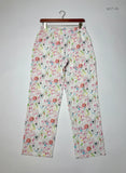 Preloved Excellent Womens Summer Trousers by H&M, WHITE MULTI Cotton for Womens - OTS Thrift Shop Islamabad Pakistan