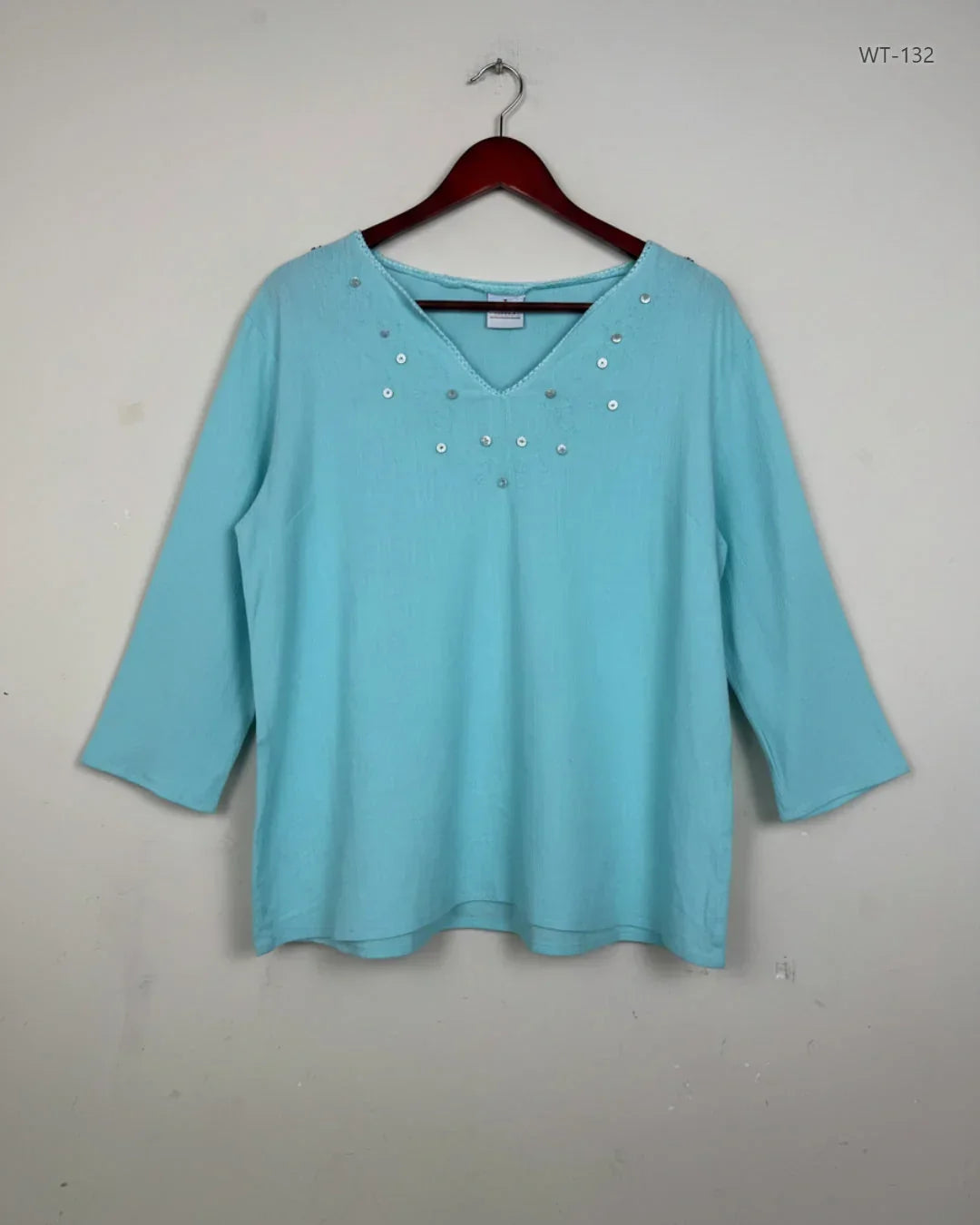 UK Imported secondhand Womens Summer Tops - XE brand, Teal Cotton, Premium condition, for Women - Online Thrift Store Peshawar Pakistan