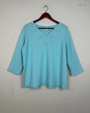 UK Imported secondhand Womens Summer Tops - XE brand, Teal Cotton, Premium condition, for Women - Online Thrift Store Peshawar Pakistan