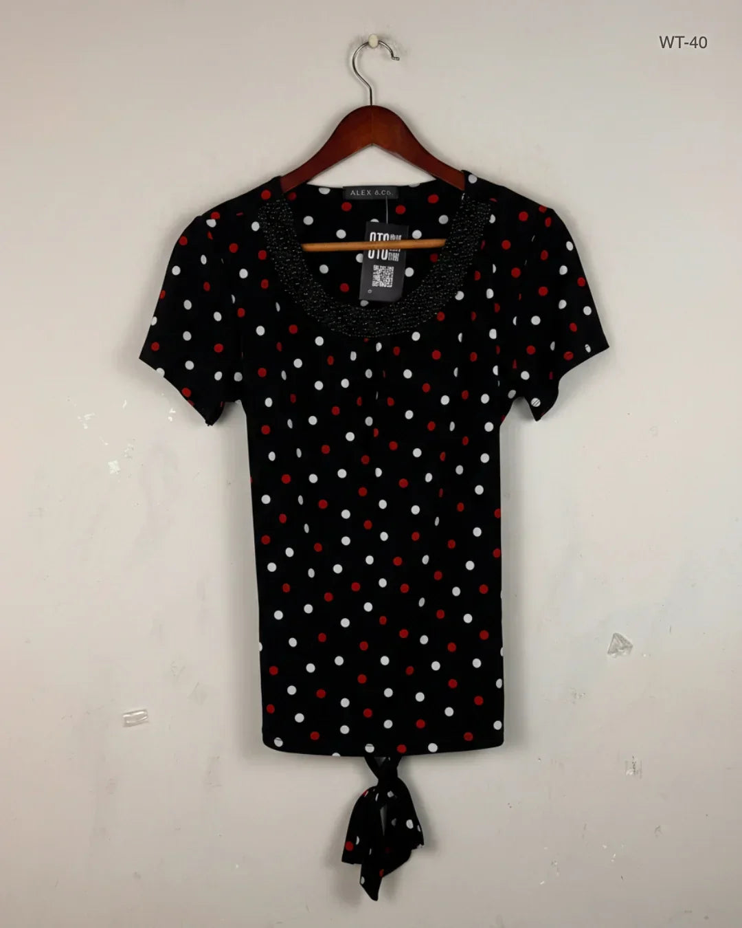 Preloved Premium Womens Summer Tops by Alex & Co, Black Polyester for Women - OTS Thrift Shop Islamabad Pakistan