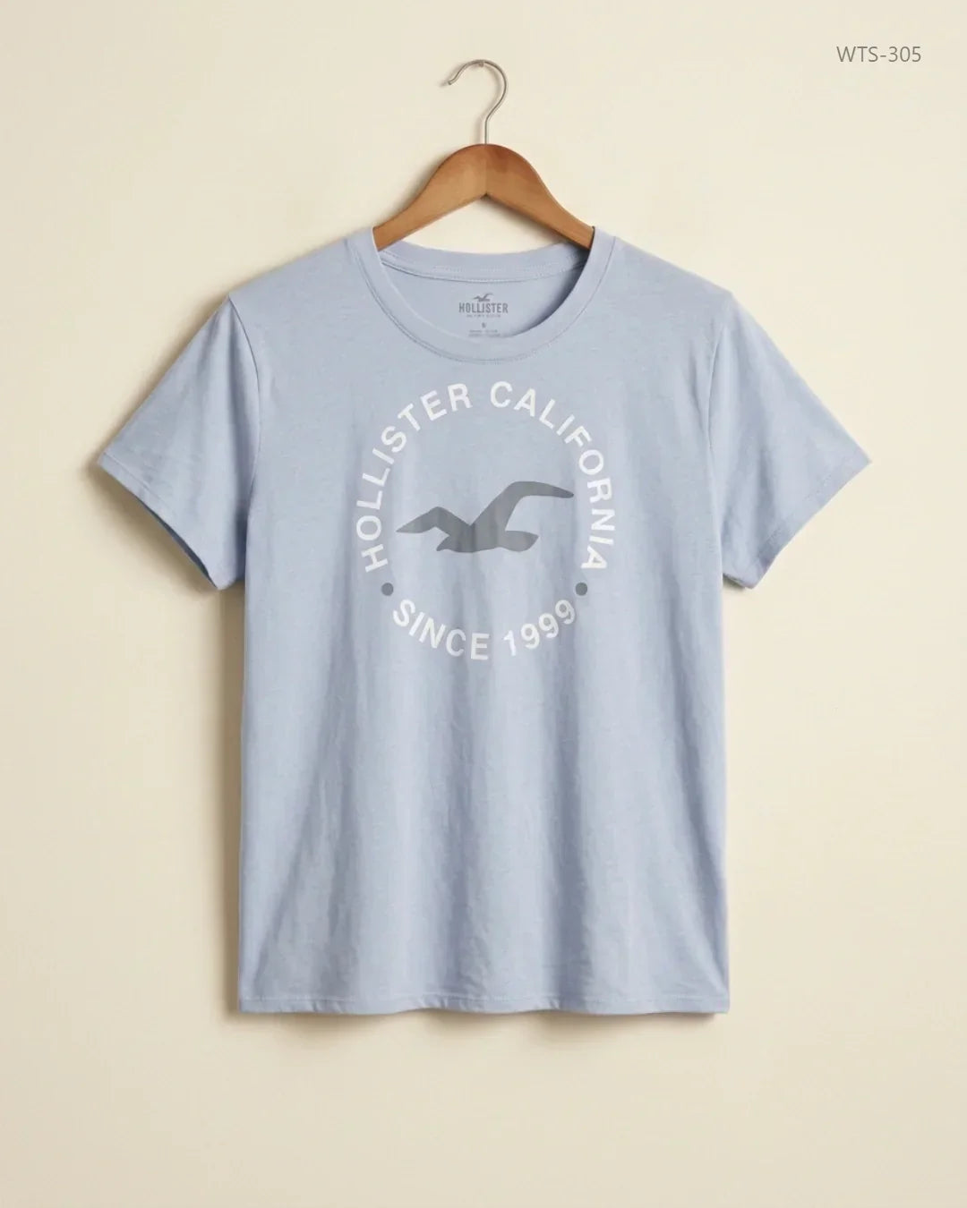 Preloved Premium Womens Tshirts by HOLLISTER, SkyBlue Cotton for Womens - OTS Thrift Shop Lahore Pakistan